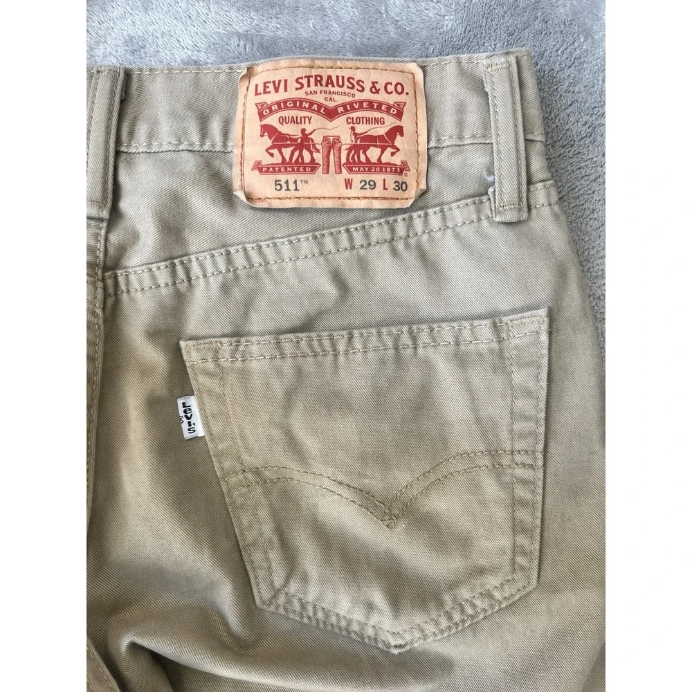 Levi's 511 Jeans Men's Straight Fit‎ 29x30 Pants Tan Khaki White Tab